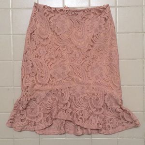 Pink Lace Pencil Skirt